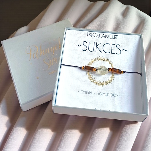 bransoletki z kamieni naturalnych WYSYŁKA 24h - SUKCES - świąteczne pudełko - cytryn, tygrysie oko