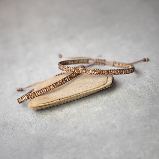 bransoletki na sznurku Bransoletki DLA PARY - z brązowych koralików szklanych