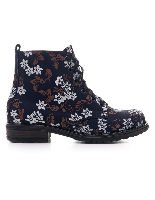 botki damskie Botki skórzane - suwak + sznurówki -   brązowo-białe   (6704)