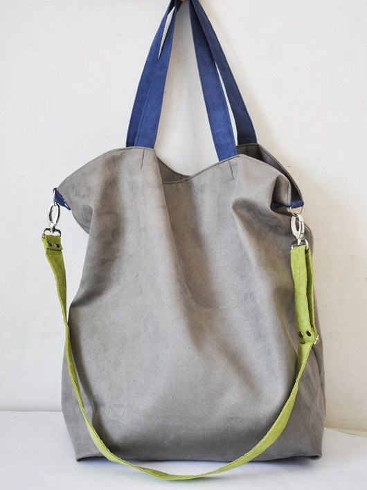 Torba hobo XXL- szary, limonka, kobalt PRACOWNIA 166