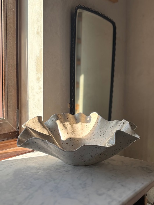 talerze, miski Ceramiczna Organiczna Misa na XL Rustic White Skandynawski Styl Modern Farmhouse