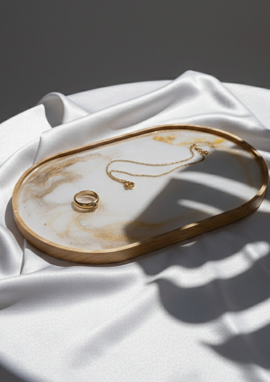 deski do krojenia i tace Owalna taca z żywicy epoksydowej