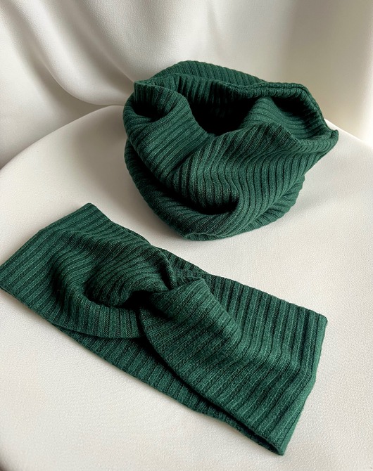 opaski do włosów Dzianinowy zestaw opaska na głowę i komin