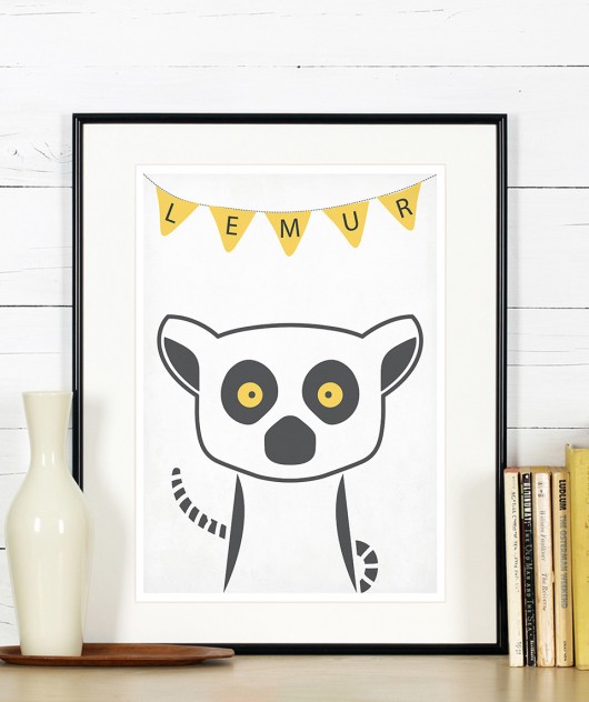 Plakat poznajmy zwierzęta - Lemur, A4 Galeria EMU