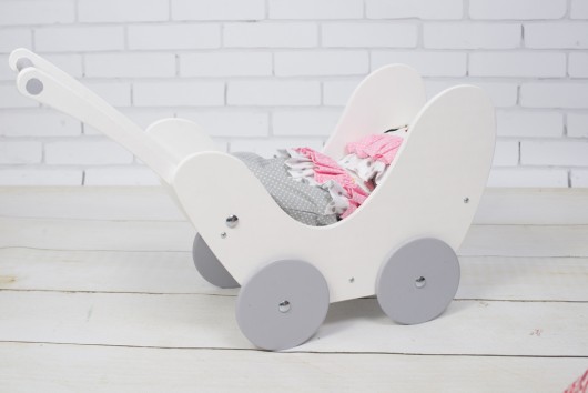 Wózek dla lalek Drewniany Pościel EKO LalaShop