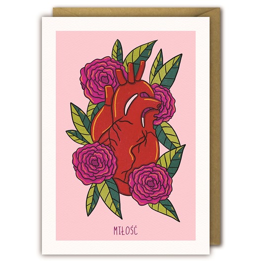 Kartka Miłosna, Serce Miłość B6 PaperFlamingo