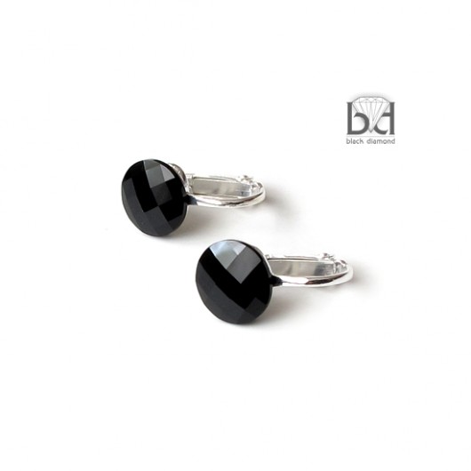 Klipsy z dużym kryształem Swarovski  Black Diamond