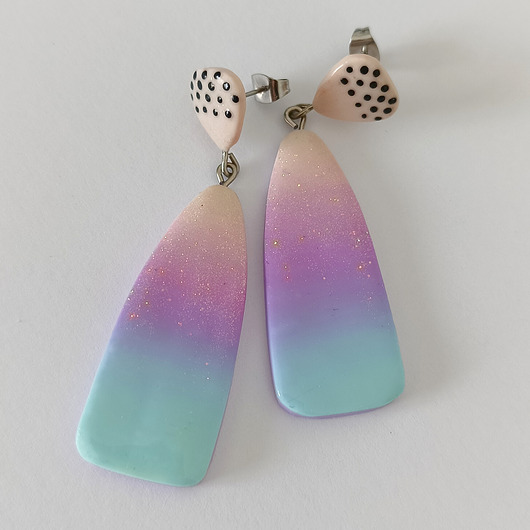 kolczyki z masy plastycznej Pastelowe kolczyki wiszące ombre