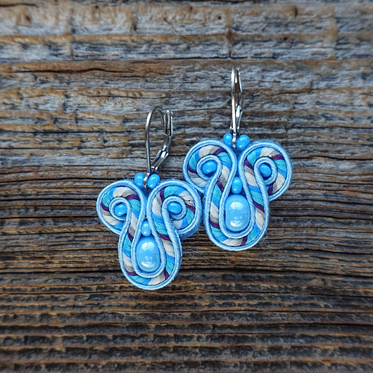 kolczyki soutache Malutkie  niebieskie kolczyki sutasz