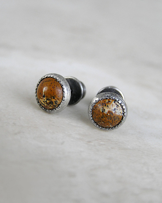 kolczyki srebrne Kolczyki jaspis krajobrazowy, srebro