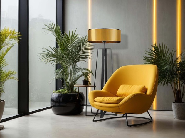 lampy podłogowe Czarno-złota lampa stojąca z lustrzanym abażurem MOSS MIRROR