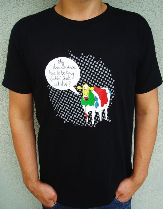 T-shirt unisex - Talking Cow - czarny MUNGO