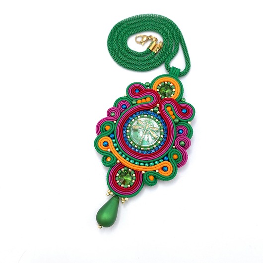 wisiory Wisiorek sutasz handmade kolorowy barwny naszyjnik Florina z ważką