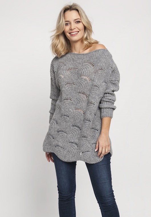 Oryginalny sweter,SWE181 szary MKM MKMswetry