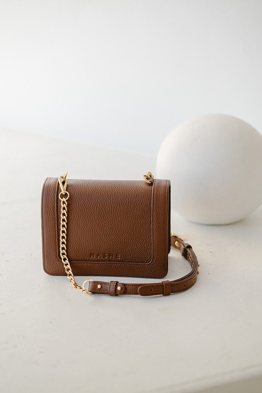 torby na ramię GLOW BAG - skórzana torebka - brąz orzechowy