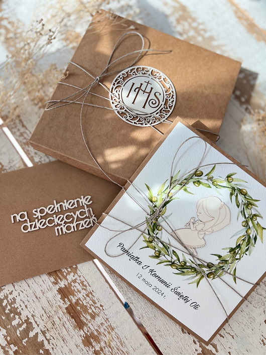 kartki na komunię Wyjątkowa kartka na komunię dla dziewczynki ręcznie robiona