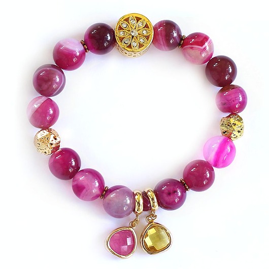 bransoletki z kamieni naturalnych Wiara w siebie  - Agat różowy, lawa wulkaniczna