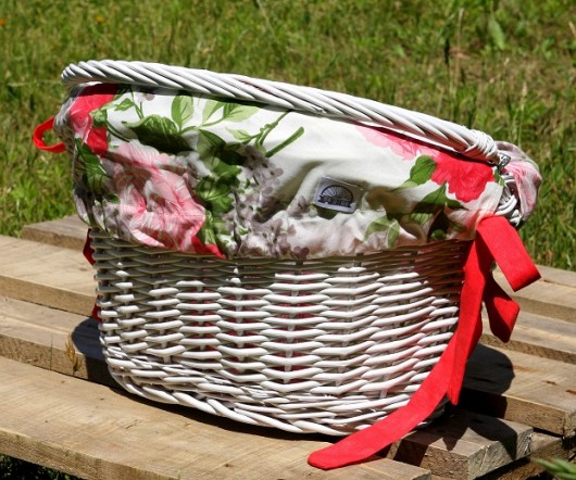 biały kosz rowerowy z podszewką #89 bajki jak z bajki