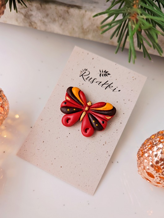 magnesy Czerwony boho motyl, bordowy pin, piny w stylu rustykalnym, dla marzycielki
