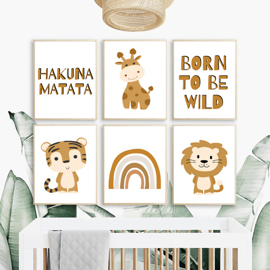 grafiki i ilustracje ZESTAW PLAKATÓW dla dziecka safari