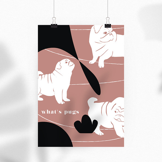grafiki i ilustracje Plakat - Mopsie lato, mops słoneczny