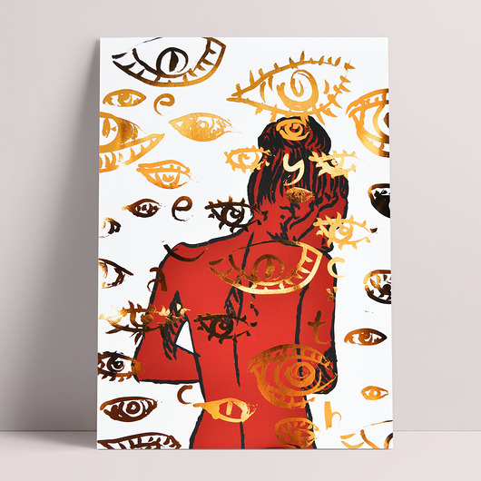 Plakat złocony - Red Girl PADE SPACE