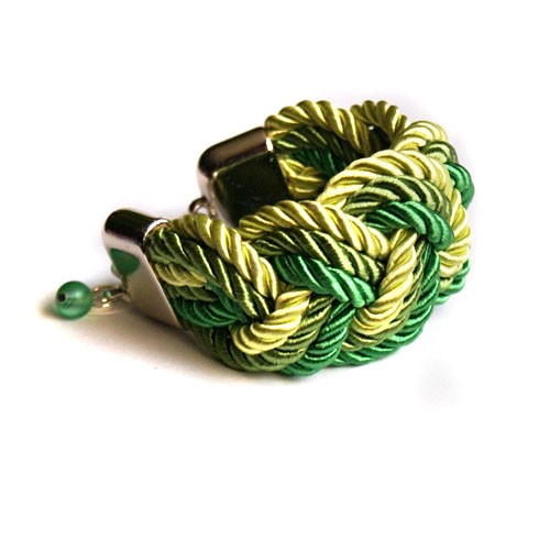 szeroka bransoletka - warkocz SHADES of GREEN kaktusia
