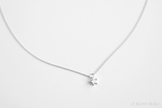 Rhodium Plated Tiny Star Necklace Le Boho Bleu