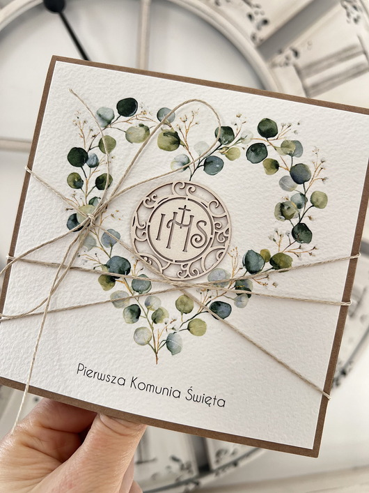 kartki na komunię Kartka komunijna ręcznie robiona - pamiątka komunijna