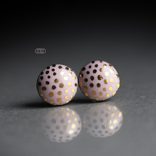 kolczyki ceramiczne Panterka 14mm/stal chirurgiczna/