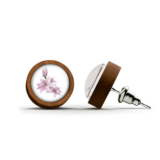 kolczyki drewniane Kolczyki drewniane - Lilia - sztyfty