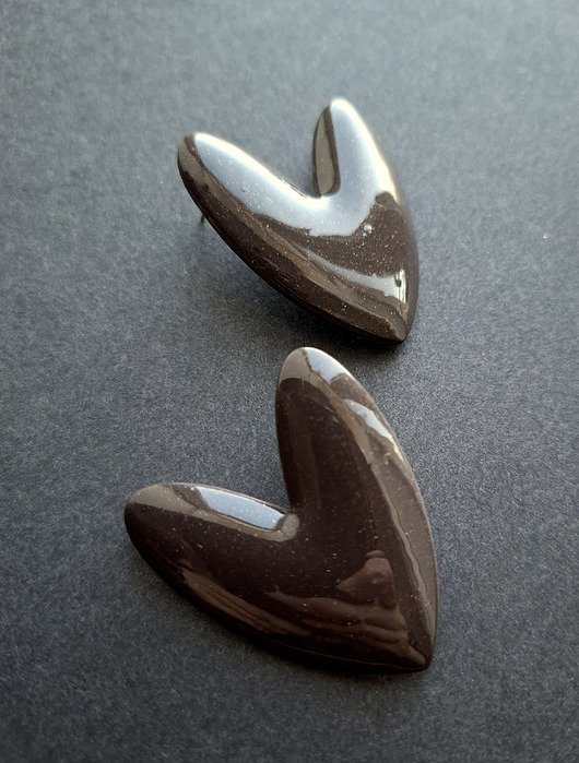 kolczyki z masy plastycznej Kolczyki ecce serce no15