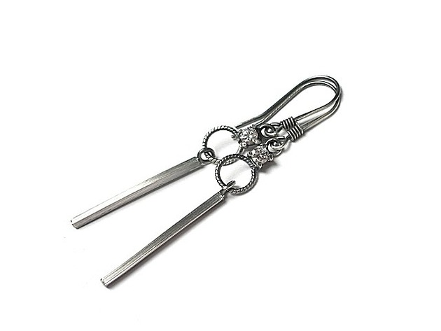 kolczyki wire wrapping Kreski crystal  kolczyki