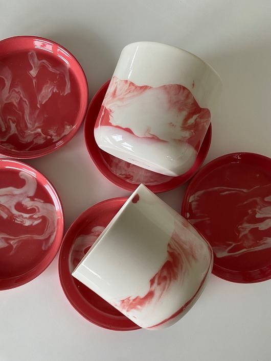 kubki Czarka 250ml z podstawkiem do wyboru- porcelana