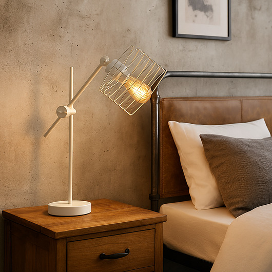 lampy stołowe Biała regulowana lampka nocna  do czytania w sypialni NEAPOL LOFT