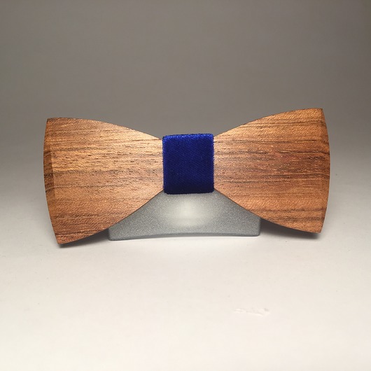 Drewniana muszka Navy Velours MARACHIC