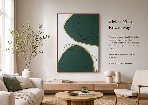 obrazy ZŁOTE KONTURY HARMONII  Ręcznie malowany obraz ze złotem 70x100 cm
