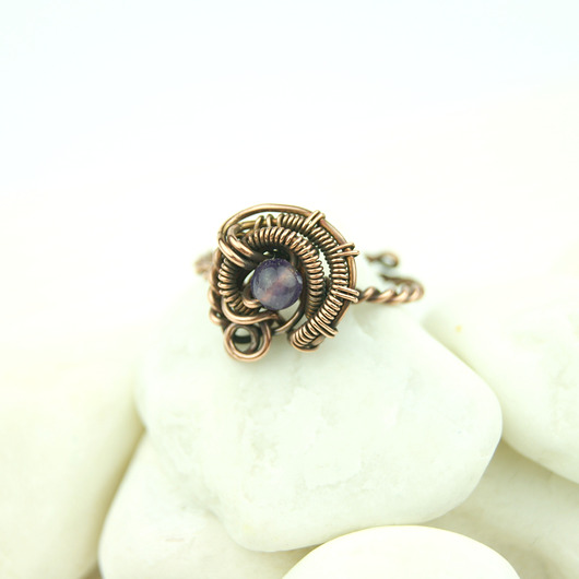 pierścionki - różne Ametyst regulowany pierścionek z miedzi