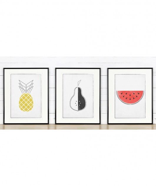 plakaty Plakaty do kuchni, ananas, gruszka, arbuz, owoce