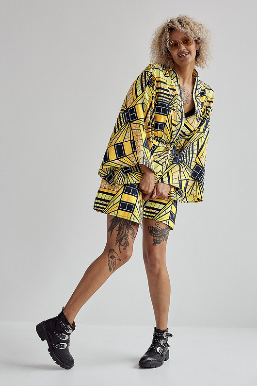 sukienki mini damskie Kimono żółto-czarne Sunny Warrior