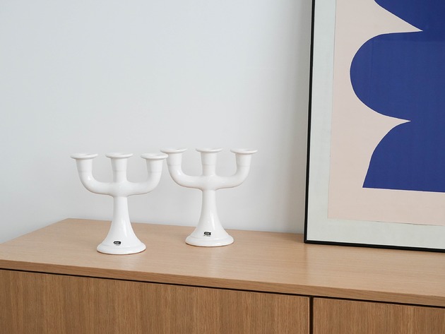 świeczniki i świece Świecznik ceramiczny, szwedzki design, lata 70, produkcja: Guldkroken Hjo