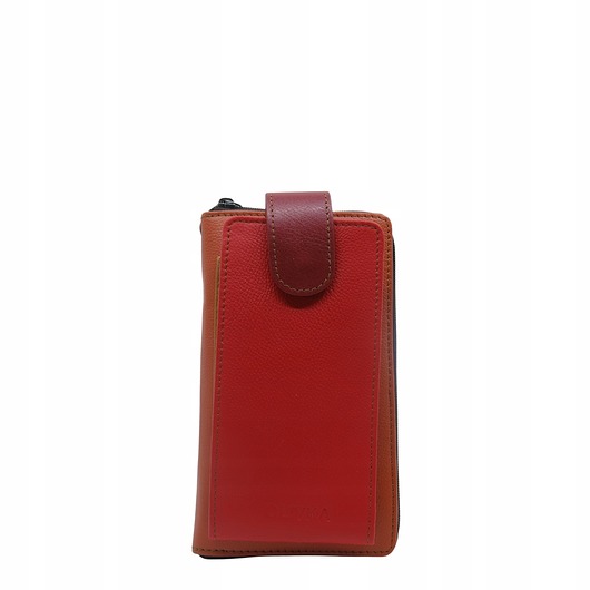 torby na ramię Torebka na telefon portfel 2w1 skórzany dwa paski pojemny zero waste OLIVKA