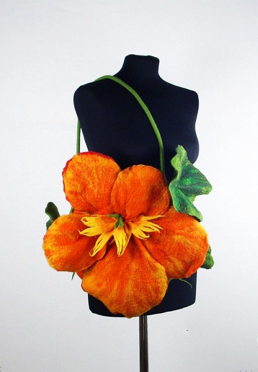 Nasturtium: Duża Jedwabnofilcowa Torebka filcant