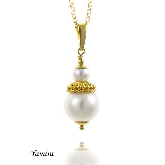 perły kryształ Swarovski golden lux - wisior yamira