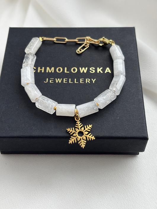 bransoletki z kamieni naturalnych Bransoletka Jadeit Śnieżynka