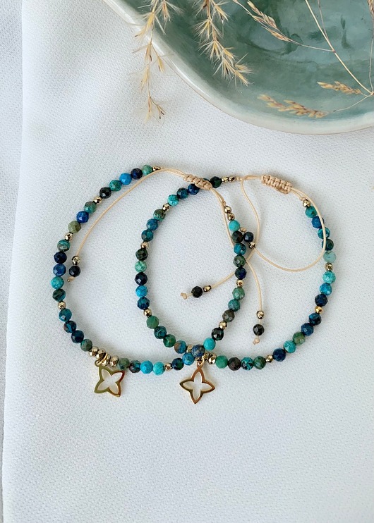 bransoletki z kamieni naturalnych Bransoletka na szczęście z Chryzokolą