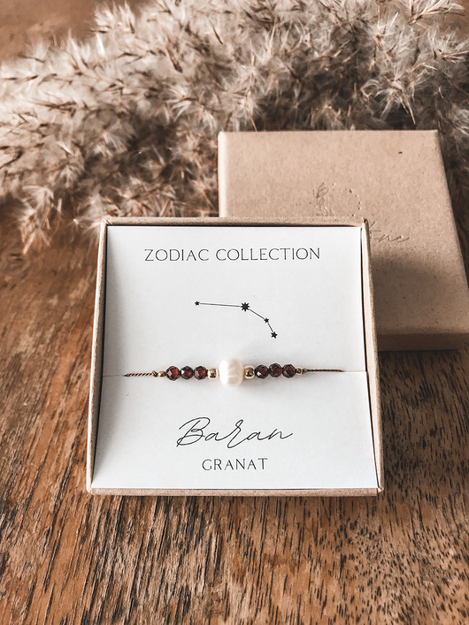 bransoletki z kamieni naturalnych Bransoletka znak zodiaku Baran granat