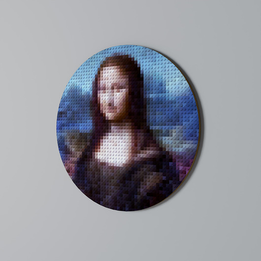 obrazy CONSTRUCTIVE ART Obraz okrągły 69cm - dekor dębu