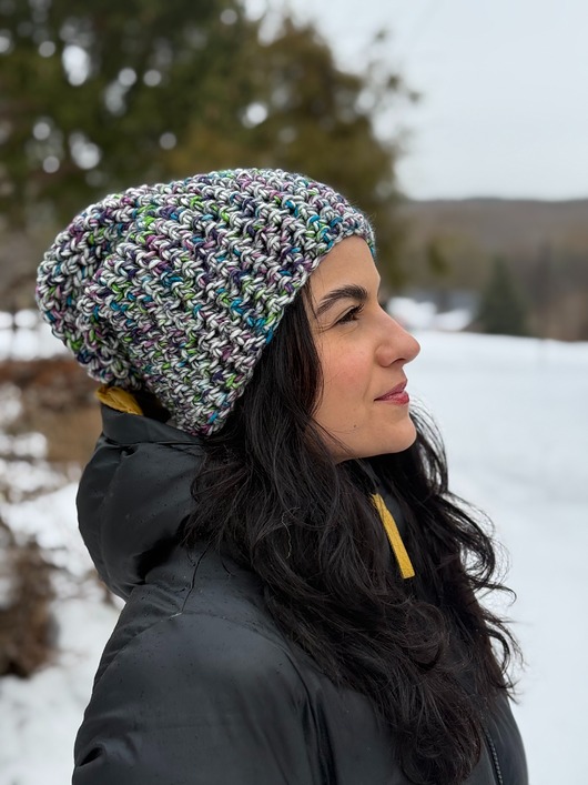 czapki damskie Kolorowa duża czapka beanie z wełną i alpaką