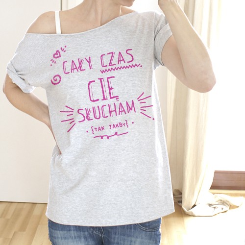 Cały czas Krótki szary Oversize ONE MUG A DAY